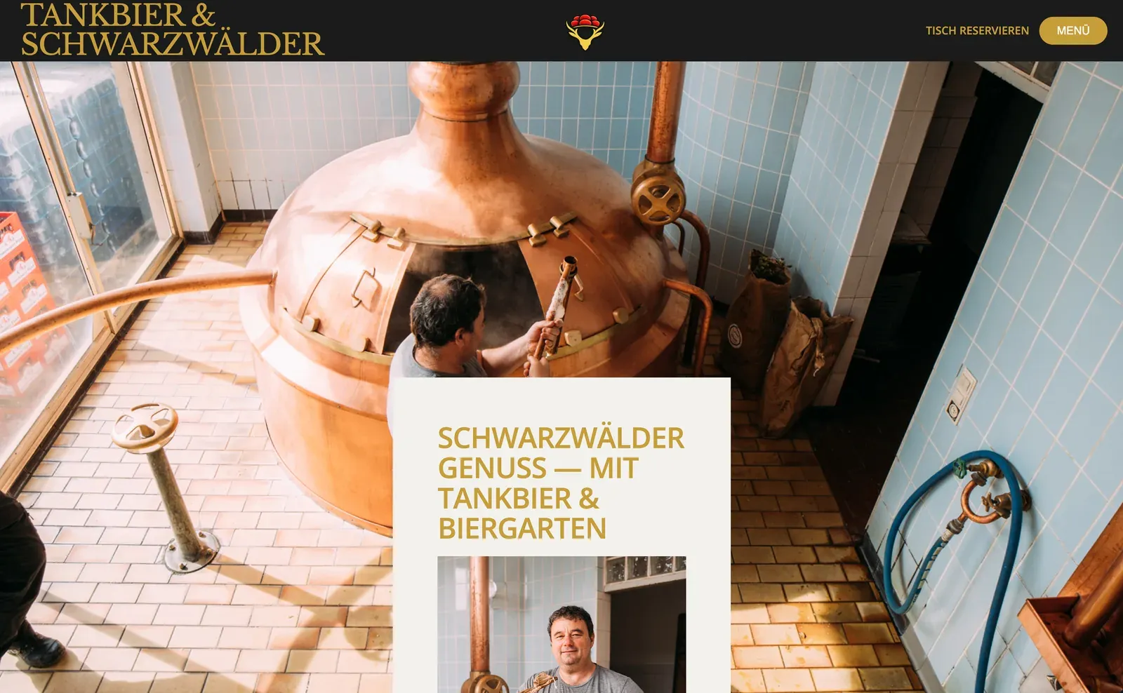 Originale Tankbier-Webseite mit Einblick in die Brauerei